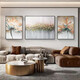 Mopai living room decoration painting hand-painted oil painting sofa background wall hanging painting abstract texture high-end triptych mural Monet series middle set (left and right 50x70+center 100x70) hand-painted