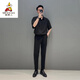 
Scarecrow summer men's short-sleeved shirt suit handsome and mature wind and ice silk shirt teenager slim casual matching light green shirt + suit pants [two-piece] XL