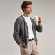 Zhaojun 2024 autumn and winter new high-end solid color wool cardigan jacket men's V-neck long-sleeved basic knitted top Dark cloud gray M