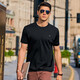 Mr. BU Brand Logo runder Nacken mercerisierter Baumwoll-T-Shirt Frühlings- und Sommermode lässig Kurzärmelige Herrenkleidung AT12052 Black 2xl (185)