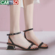 卡帝乐鳄鱼（CARTELO） CARTELO 凉鞋女夏天简约经典大方一字带粗跟 KYF-829-5 黑色 39 