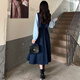 Keyin Kleid Frauenkleidung 2025 Frühlings- und Herbst Neues französisches gefälschter zweiteiliger Spleißprofi Retro mit mittlerer Länge für Frauen 9905 Frühling und Herbst L.