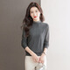Silk Cypress Splicing Base Shirt 2025 Autumn New Women's Half Trench Neck Slim Long Sleeve Knitted Sweater