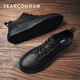 Yierkan men's shoes casual leather shoes men's British soft sole shoes outdoor work shoes men E53101136 black 42
