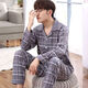 Reine Baumwollsommer-Pyjama für Männer im Frühjahr und Herbst, langärmelte dünne, lose große Jugendhaus-Kleidung, Strickjacke Set 826 L (geeignet für 100-140 Jin [Jin ist 0,5 kg])