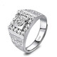 Xifuzan Jewelry PT950 platinum square imitation diamond ring, fashionable and elegant for men and women, adjustable mouth, 9.36 grams
