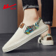Huili official old Beijing canvas shoes for men in spring and summer new national trend soft sole one foot pedal men's shoes breathable board shoes for men ZY geometric rice color [corduroy main recommendation]/131737 42