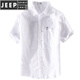 JEEP SPIRIT男士亚麻短袖衬衫麻布男装潮流休闲棉麻料衬衣夏装上衣服 浅蓝色 9711胸前有口袋 XXL