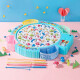 Fishing toys electric rotating magnetic water fishing set parent-child interactive fishing game for boys and girls 2-3-6 years old children gift fresh blue-45 fish + electric music rotating [color box]