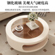 Bamboo holder round glass coffee table living room home 2025 new small apartment cream style designer creative rotating coffee table table rotating coffee table side table combination