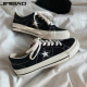 Jinbiao five-pointed star black 2021 new retro male and female students versatile Korean version ulzzang Hong Kong style ins canvas shoes male star low state-black 42 men