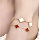 OINE 18K gold four-leaf clover five-flower bracelet 15mm large flower rose gold 2025 gold bracelet au750 18K gold rose gold red agate