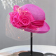 ROGOSKY CONTINADOR Sombrero de la marca Femenina de la marca Francesa y Summer Sol Gat Noble Gat Boat Flower Top de la flor Británica Big Big Mesh Flower Beige Cabeza de la cabeza 57 cm (con cuerda de mediación)