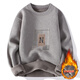 2024 neuer Herbst- und Winterpullover für Männer runden Nacken und Samt verdickter Pullover für Jugendliche warme langärmlige T-Shirt Stickerei M702 Khaki plus Samt 3xl 160-180jin [Jin gleich 0,5 kg]