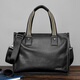 
COW briefcase men's head layer cowhide men's handbag large capacity genuine leather bag C-8621 elegant black 14 inches