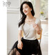 Chushen Summer Kurzärmelig T-Shirt für Frauen, modische und elegante V-Ausschnitt Dünne Strick-T-Shirt-Shirt S143T1585