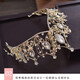 Savilla wedding headdress bride four-piece set of white gauze wedding hair accessories phoenix crown crown tiara Xiuhe clothing headdress birthday gift Xiuhe headdress + ear clip