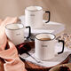 Mug ceramic cup vertical pattern cup breakfast cup water cup office milk large capacity cup coffee black and white 1 piece 400ml