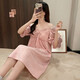 
Xiangyaxin nightgown for women in summer with chest pad new short-sleeved pajamas sweet princess style loose and can be worn outside in mid-length home clothes 3888 meters white M