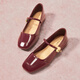 Red Dragonfly Retro Mary Jane Zapatos Spring y Summer Light Mouth Flat Tac Women's Women Square Toe Soft Sole Singles Singles WTB34373 Red 37