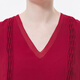 
VOA silk georgette V-neck puff sleeve black ear pleated double-layer asymmetric hem loose T-shirt BE673 Huanxi Sha - burgundy (H38) XL