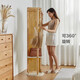 Lin's home internet celebrity glass wall-mounted full-body mirror bedroom household dressing mirror floor-standing movable [log wood color] LS703I6-A rotating dressing mirror