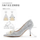 Zhr Tacones altos Hembra Elegante Stiletto Stiletto Zapatos para mujeres zapatos de boda de cristal Sandalias solteras Sandalias Y716 Plata 37