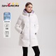 Shirron Mid-Longgent Down Jacket for Women Simple y versátil Armband Autumn and Winter Jacket 13567 Xuanqing Black XL