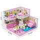 Zhegao Girls 'Villa Building Block Room Rabbit Hour Light House Girl Prinzessin Serie versammelte Kinderspielzeuggeburtstag Geschenke Wangwang Modewohnung [1048 Körner]