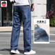 
AEMAPE high-end apple cotton jeans straight loose spring and summer thin trousers middle-aged business casual simple and elastic [thin style] 1203# medium blue 40 (3 feet)