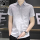 Playboy ice silk short-sleeved shirt men's summer ultra-thin gradient color casual shirt half-sleeved square neck inch shirt handsome men's clothing 846 green L
