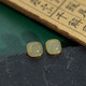 Idel Square Hetian Jade Earrings New Silver Ear Hole Earrings Retro French Earrings Women's Niche Earrings Birthday Gift Hetian Jade Earrings Women E3038