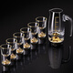 Flower Language Four Seasons Liquor Cup Wine Distributor Household Set One-cup Bullet Cup Light Luxury Glass Wine Set High-end Spirit Cup Goblet 6 Pots 6 Cups 1 Stand Blue Mountain Pot + Blue Mountain Cup