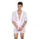 
Men's sex nightgown for men super sexy lace transparent thong bathrobe home clothes set perspective tempting sex toys black XXL