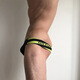 ORLVS Pure Desire Men's G-string Buttocks Waistless Double Butt Super Low Waist Sexy Butt Lifting Free of Removal Back Hollow Gay T-Pants 01 Yellow L