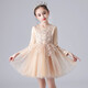 Teufel Kinderkinder Little Host High-End-Abendkleid Girls Big Children's Puffrock Klavier Performance Kleidung Prinzessin DK683 Kurzer Langarmweiß [Teil Velvet] 120 (vorgeschlagen 34-40 Jin [Jin gleich 0,5 kg]))