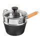 Thickened milk pot cast iron pot uncoated baby food supplement soup pot cooking noodles hot milk pot increased height frying pan * high glass lid 79cm 0ml pot + oil leakage rack + steamer