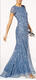 Adrianna Papell Women's Short Sleeve Full Body Sequin Gown Nile 12