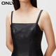 ONLY autumn and winter fashion casual versatile solid color suspender pleated dress for women 12347Y001 H1Z black BLACK L 170/88A
