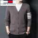 Tommy Hee Kelly selected quality tommy Tommy men's sweater V-neck autumn and winter wool cardigan thickened casual striped sweater Black TM23XJ942 165/M 100-120Jin[Jin equals 0.5 kg]