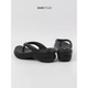CUGGCK Japanese heel thick-soled flip flops for women in summer wear 2025 new fashionable non-slip simple foot-clip beach sandals 5012 black high-heel thick-soled flip flops 39/40