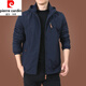 Pierre Cardin Outdoor Herrenjacke Herbst und Winter 2024 Neue Herbst-Tops mittleren Alters mittleren Alters im mittleren Alter und Herrenfrühling und Herbst Dick 9898 Dunkelblauer Stil plus Samt M.