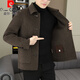 Pierre Cardin spring and autumn double-sided woolen coat men's short Korean style woolen jacket brand short woolen coat brown XL 125-140Jin Jin equals 0.5 kg