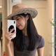 野外寻梅遮阳帽男女防晒草帽大沿帽西部牛仔帽情侣大檐礼帽绒面西部牛仔帽 咖啡色 均码