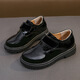 Ershanji Boys Leather Shoes Black Children's Campus Small Leather Shoes Soft Sole Performance Shoes New Performance Little Boys British Students Black Velcro Style 34 Size Inner Length 21.5cm