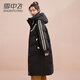 雪中飞【反季清仓】中长款羽绒服女冬季时尚撞色运动休闲加厚保暖外套 黑色 L