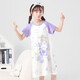 Slim bird girls nightgown children's pajamas medium-large children summer pure cotton home casual short-sleeved body dress Space rabbit