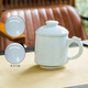 Changnan tea cup Jingdezhen ceramic carved tea water separation cup with lid tea set office cup faucet orchid