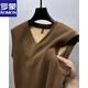 ROMON Polar Fleece V-Ausschnitt Weste Herren Herbst und Winter Papas Kleidung Samt verdickte ärmellose Weste Herren Weste Bottoming Fleece Jacke Karamell Samt XL 175