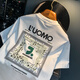 
Qianji (QIANJI) summer ins trendy brand T-shirt men's loose thin printed embroidered casual T-shirt versatile cool round neck half sleeve white [ZJ1098] 2XL suitable for 150-165 Jin [Jin equals 0.5 kg] wear